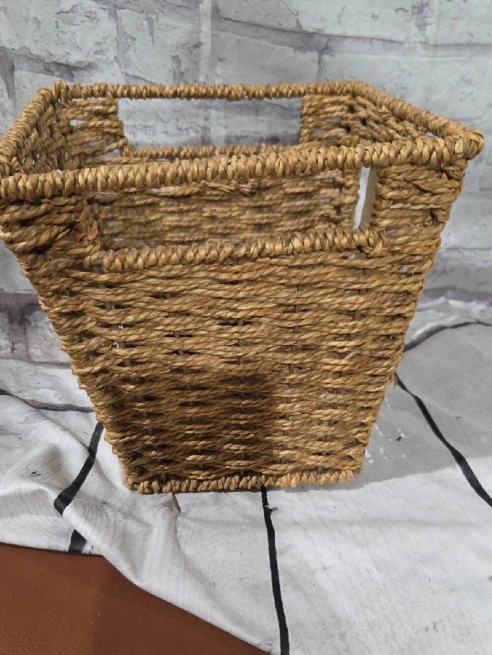 Woven Seagrass Decorative Basket with White Tulip Accent